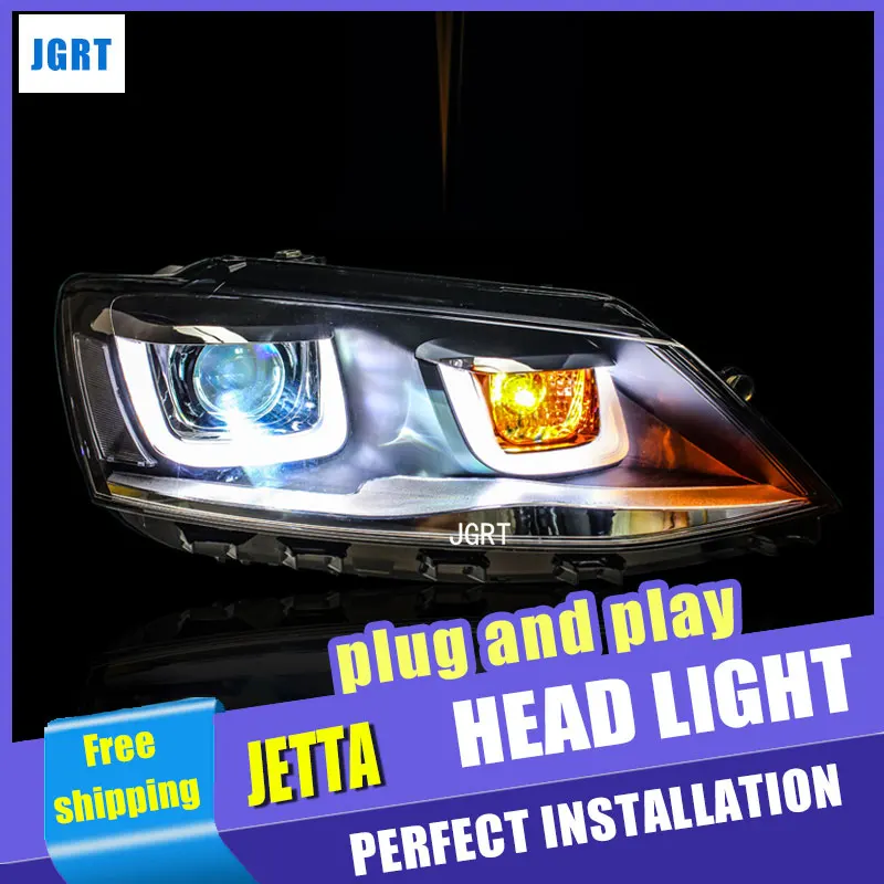 car styling For VW Jetta headlight assembly U angel eyes 2012 2015 For