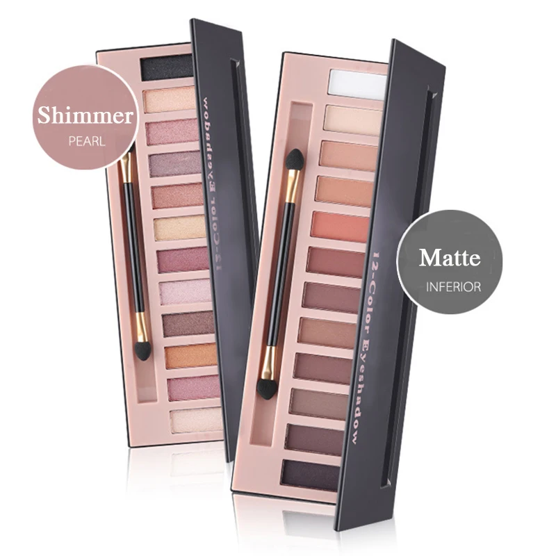 

Beauty 12Color Shimmer Matte Eyeshadow Makeup Palette Natural Nude Powder Long Lasting Eye Shadow With Make Up Brushes Cosmetics