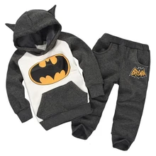 Комплект детской одежды с Бэтменом для мальчиков и девочек детская зимняя одежда детский костюм для маленьких мальчиков и девочек спортивный костюм: толстовка+ брюки