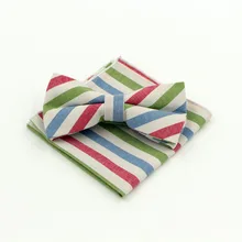 Новинка,, мужской Цветной полосатый модный галстук-бабочка платок, набор для жениха, джентльмена, галстук, Карманный платок