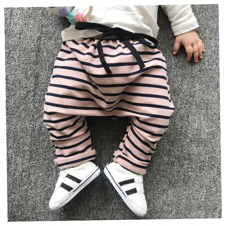 Штаны-шаровары для малышей от 0 до 3 лет осенне-зимние хлопковые плотные штаны в полоску для новорожденных Мягкие штаны милые штаны-шаровары для малышей