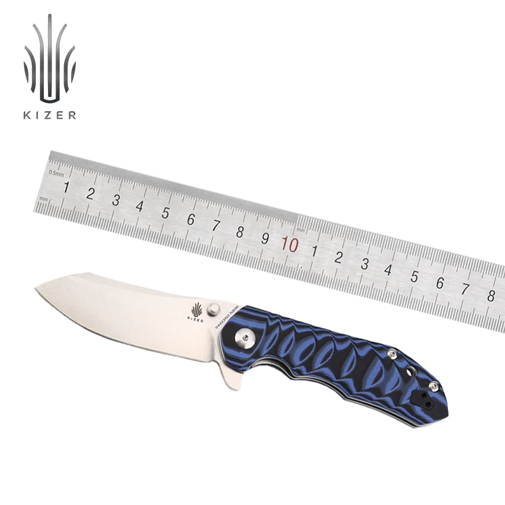 Складной нож Kizer, карманный нож V4423N2, высокое качество, edc нож для кемпинга, синяя ручка, нож