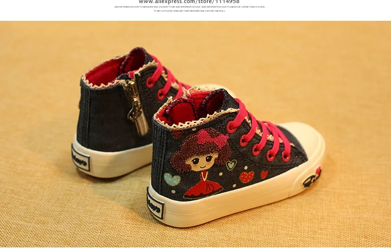 New 2016 Spring Fashion Girls Shoes Canvas Children Shoe Breathable Casual Print Girls Sneakers Toddler High Good Rubber Sneaker 434 (11)