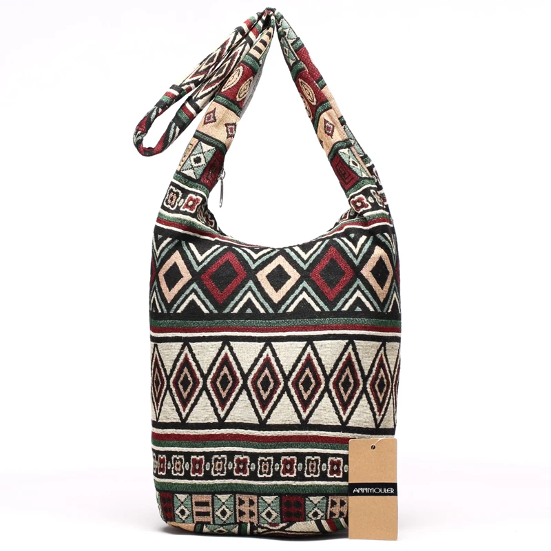 AnnmoulerNewWomenShoulderBagWovenFabricMessengerBagAztec
