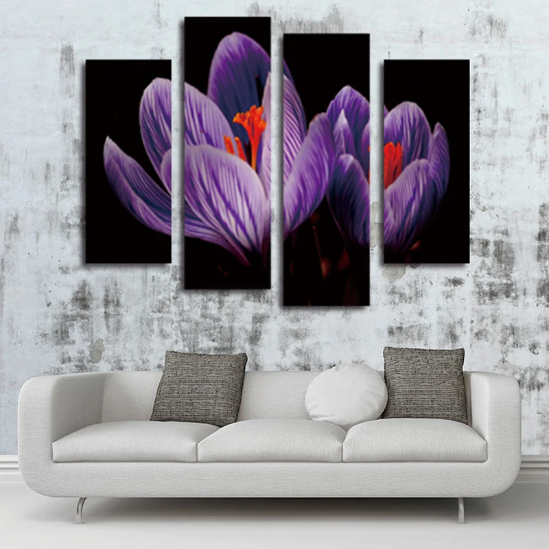 

Purple Flower Cross Stich Diamond Painting Craft 3D DIY 4Pcs Mosaic Diamond Painting Home Decor Embroidery Full Drill Round Art