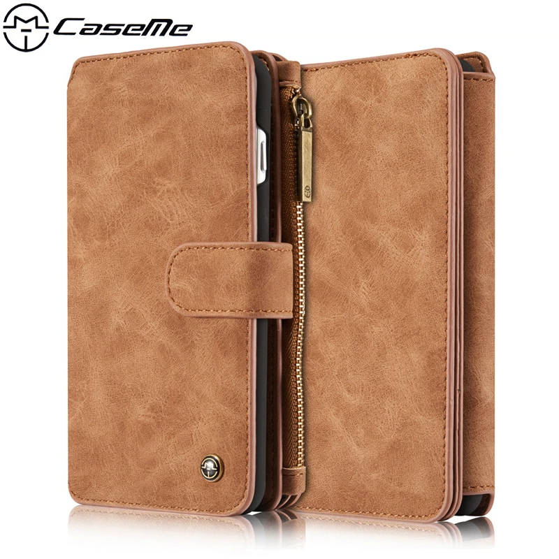 

For iPhone 7 Plus Case 7Plus Quality Leather Cases Zipper Wallet Card Multifunction Magnetic Back Cover Phone Bag for iPhone7