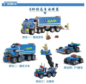 

163Pcs City Truck Enlighten Child Educational Toys Assembly Dumper Truck Van Truck 4In1 KAZI Mini Building Block Model Toys 6409