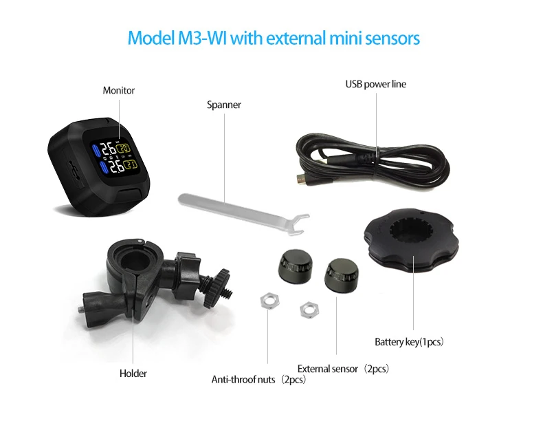 Мотоцикл Водонепроницаемый TPMS беспроводная система контроля давления в шинах