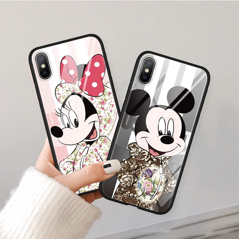 

Tempered Glass Phone Cover For iPhone 7 Plus 8 6 6S Plus 9 10 Couple Animation Shell For iPhone XR For iPhone XS Max X Soft Case