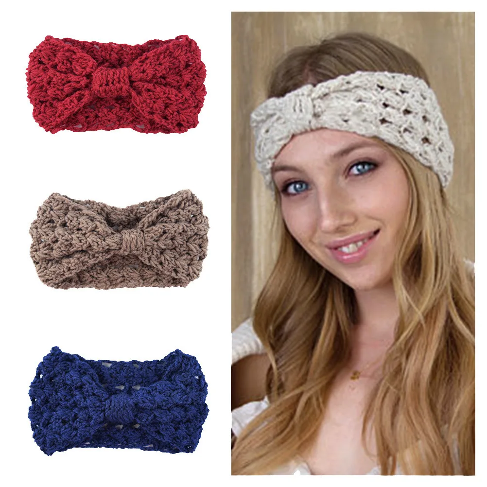 

Knitted Twist Headband For Women Winter Ear Warm Bohemia Crochet Cross Wide Stretch Elastic Hairband Headwear Hair Accessories