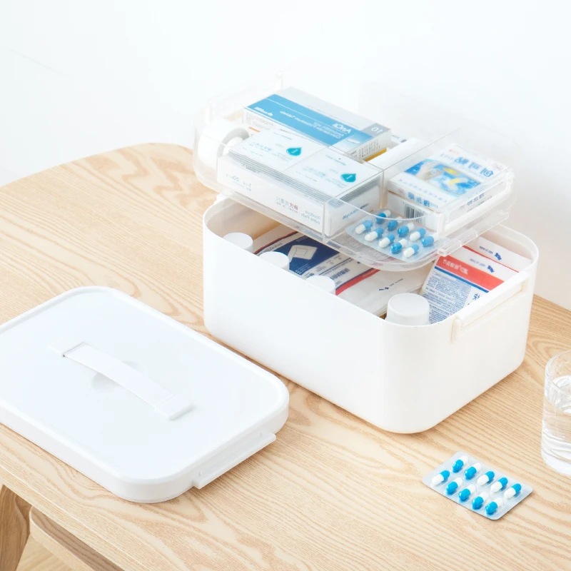Trousse de premiers soins Portable à domicile boîte à médicaments multicouche organisateur de rangement en plastique grande capacité coffre à médicaments en couches - 2