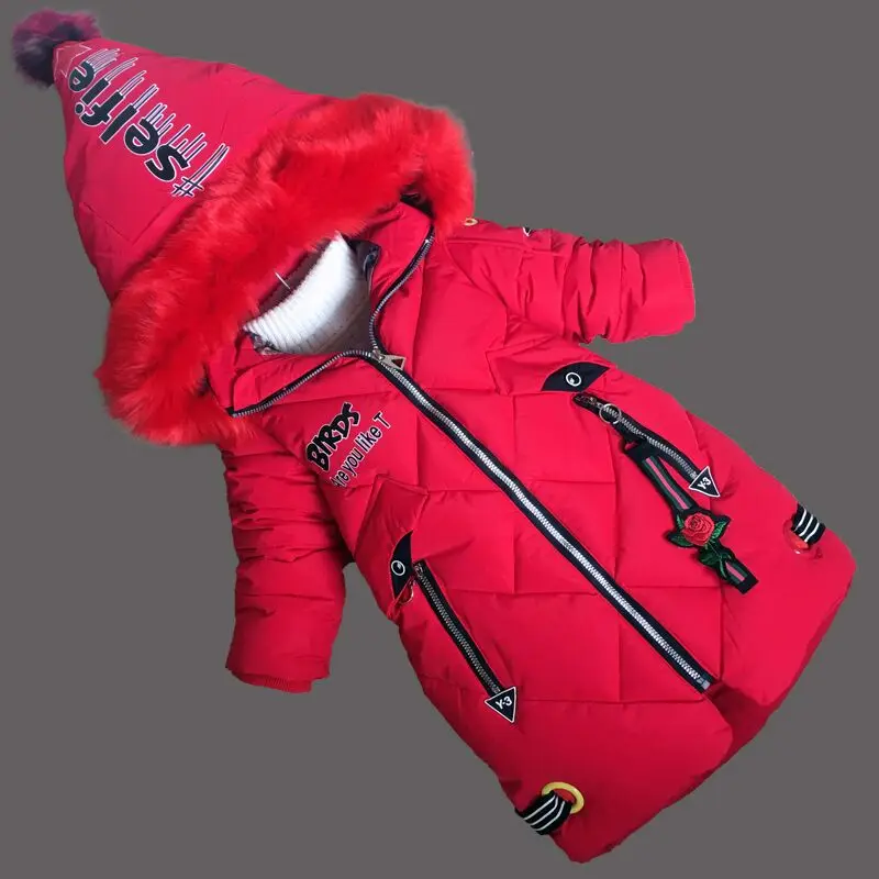 

BibiCola 2018 winter new boys and girls fashion plus velvet thick warm down jacket cartoon pattern cotton duck down coat