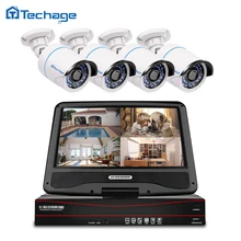 Techage 8CH 1080P ЖК-монитор POE NVR комплект системы видеонаблюдения 2.0MP наружная Домашняя безопасность ip-камера P2P система видеонаблюдения Комплект