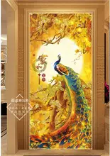 

Custom photo 3d wallpaper for walls in rolls Golden phoenix peacock porch Living room home decor wallpaper for walls 3 d
