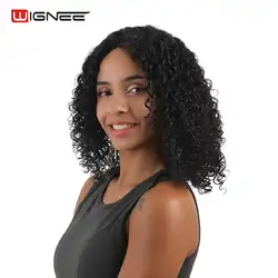 Wignee кудрявый предварительно сорванный кружевной передний парик человеческих волос для женщин высокой плотности температуры бразильские