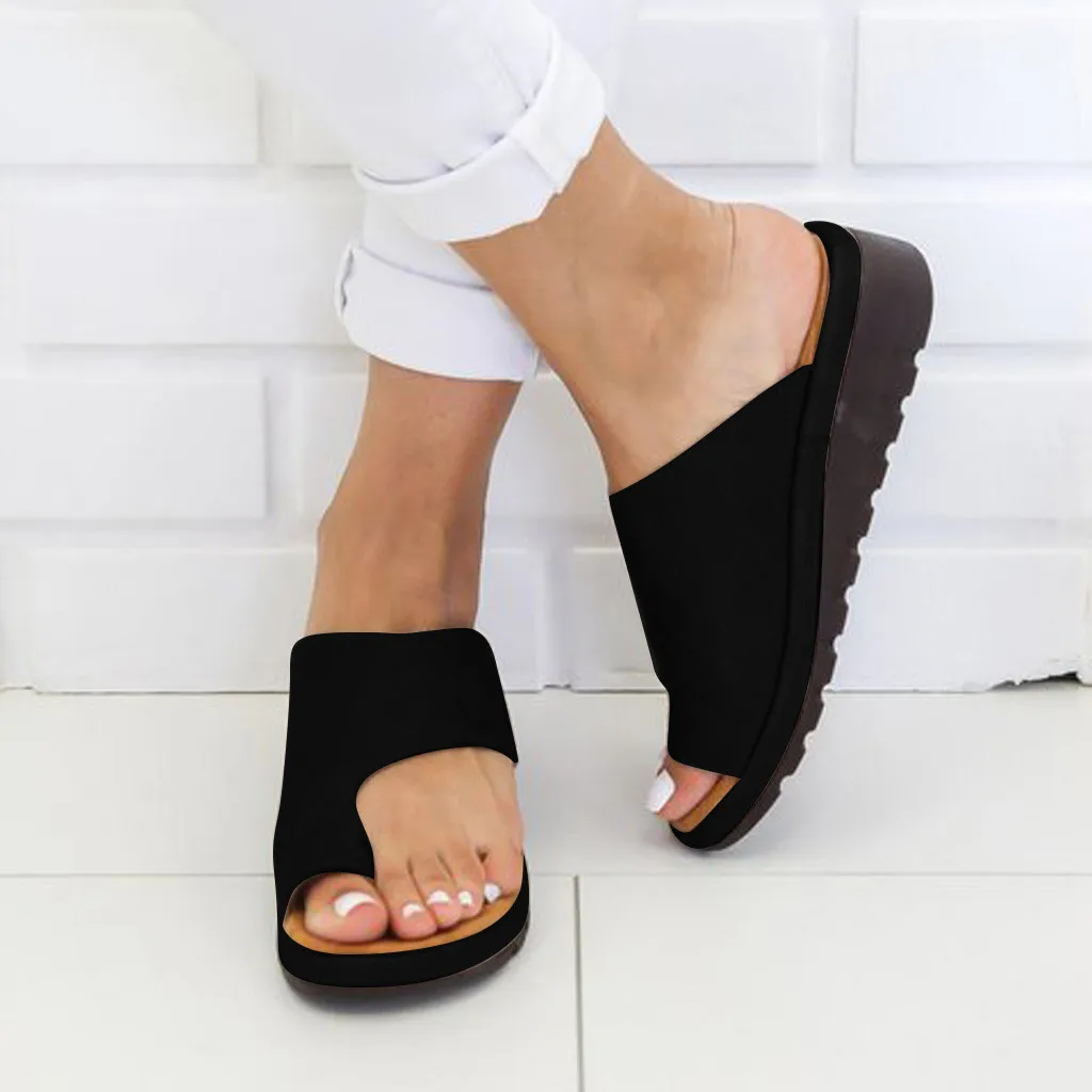 

Sapatos Mulher Mulheres Flats Soild Wedges Open Toe Ankle Beach Shoes Roman leisure seaside travel style comfort