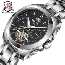 Reloj Hombre BINKADA Марка мужчины Fashion Бизнес Наручные Часы Парни Весь сталь Водонепроницаемые Автоматические механические Часы Мужские Часы