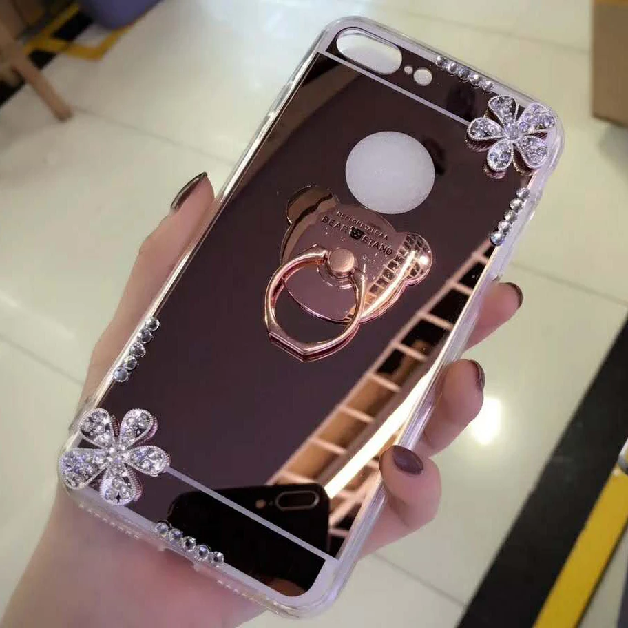 Rhinestone зеркальный чехол для телефона Samsung Galaxy S8 Plus S7 S6 Edge S5 S4 S3 Note 8 5 4 3 цветы