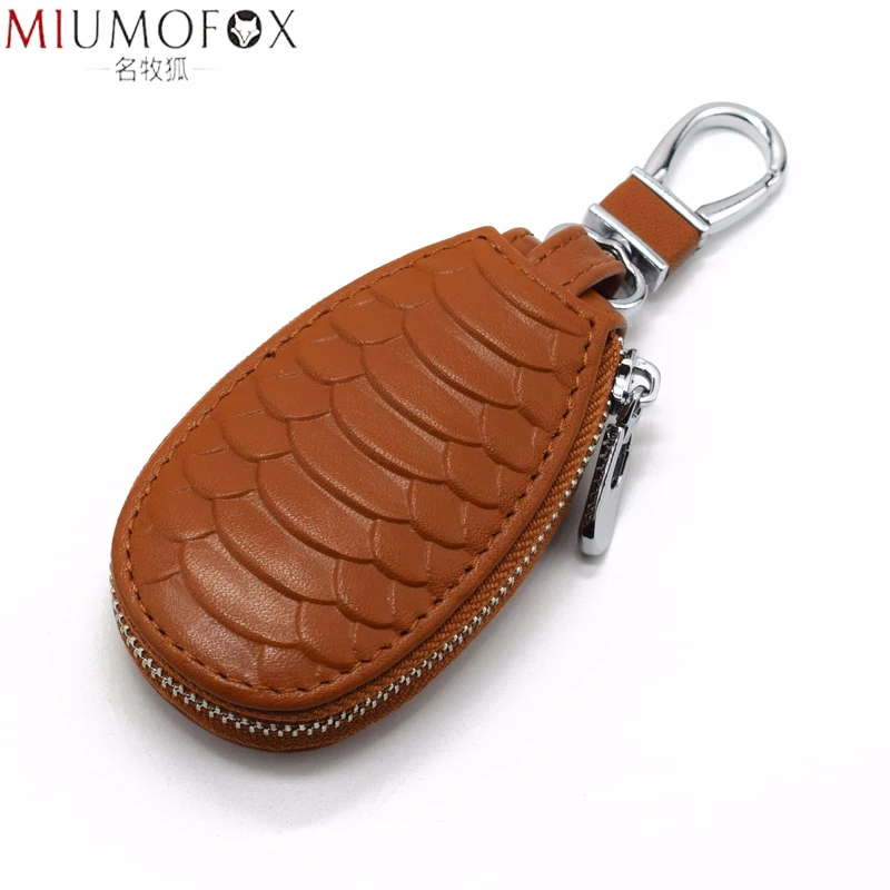 

2020 New Unisex Genuine Leather Car Key Holders Housekeeper for Men Fashion Snake Pattern Home Keychain Case Female Key Wallet