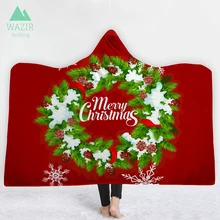 

WAZIR Cartoon Christmas English Letter Hooded Blanket Cloak Home Blanket Children Thicken Cobertor Magic Hat Cloak Throw Blanket