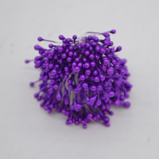 Bundle= (500PCS )Artificial Flower Double Heads Stamen Pearlized Craft Cards Cakes Decor Floral for home wedding party decor