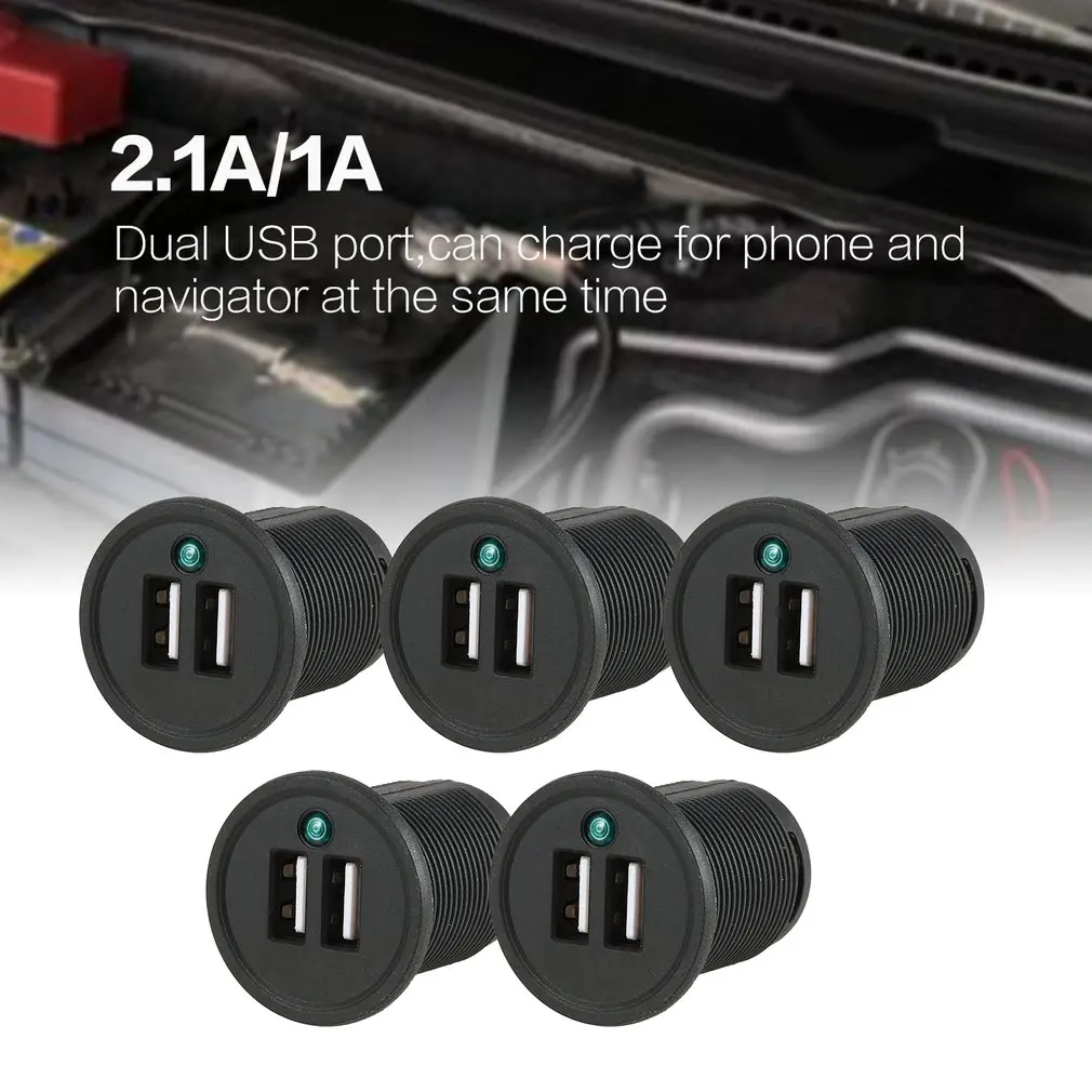 

5PCS 2.1A/1A Dual USB Port Car Travel Charger Charge Socket for Phone Tablet Navigator Fast Charging Adapter Flame Resistant