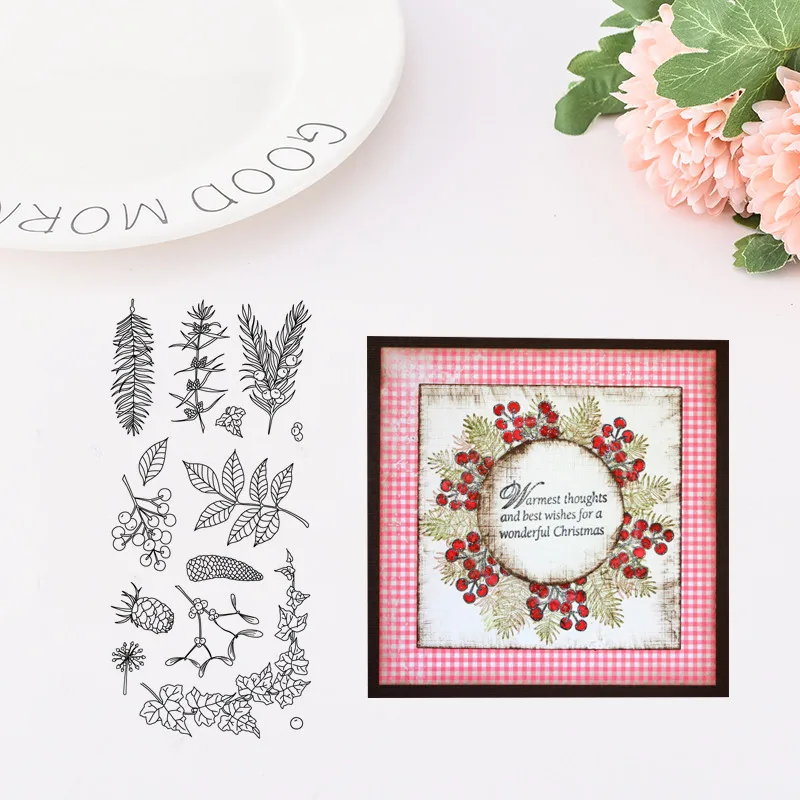 

Take the leaves Exquisite transparent silicone rubber stamps/handmade Christmas album for children decorative production