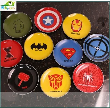 The Avenger Batman Spiderman Iorn man China Cake Dishes Pastry Fruit Tray Ceramic Porcelain Plates  Steak Dinner For Bar Party