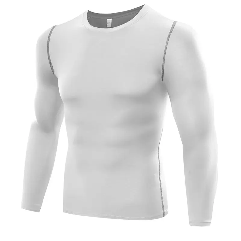 Hot! Quick Dry Men Compression Sports Shirt Long Sleeves T-shirt Fitness Clothing Solid Color Body Build Crossfit Th