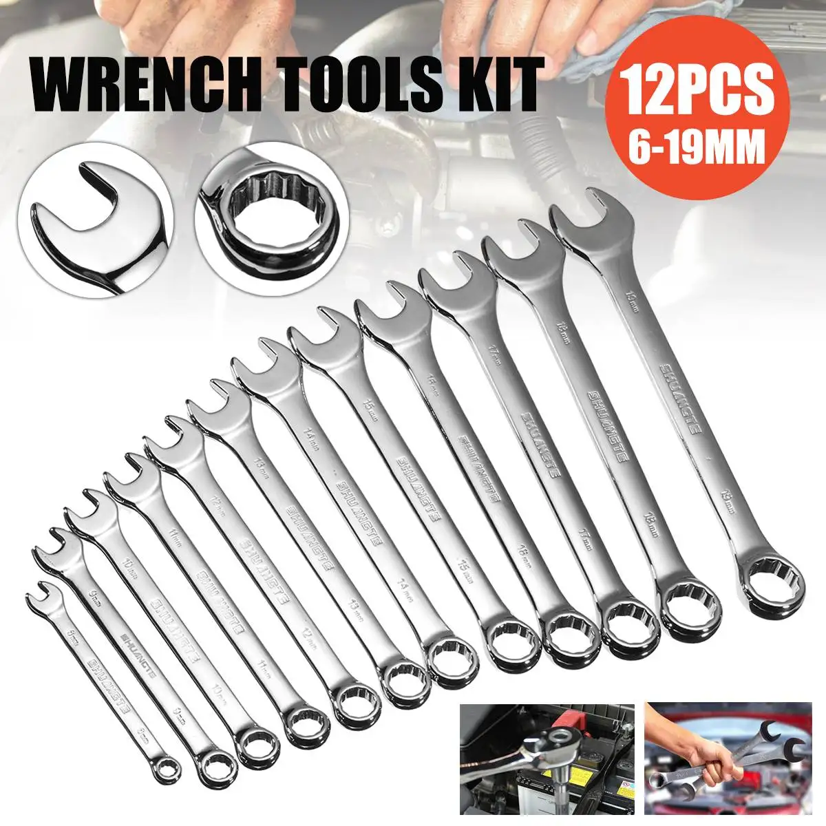 12Pcs/Set 6-19mm Chrome Vanadium Steel Ratchet Wrench Tool For Repairing Car Key Wrench Hand Tool Kit For Car Torque Wrench 12Pcs/Set 6-19mm Chrome Vanadium Steel Ratchet Wrench Tool For Repairing Car Key Wrench Hand Tool Kit For Car Torque Wrench