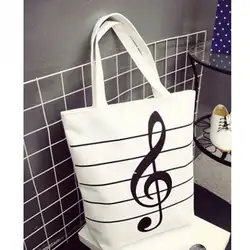 Лидер продаж для девочек сумки высокого Ёмкость холст одного плеча музыкальная нота печати Tote Для женщин Портативный сумка для покупок
