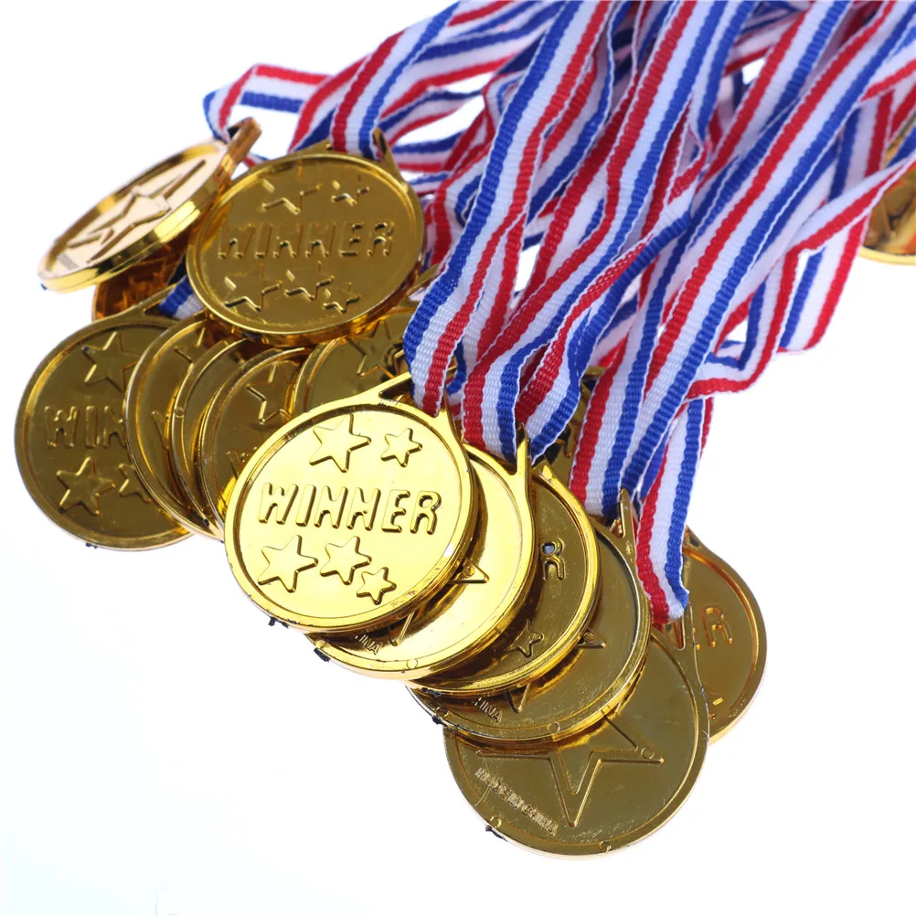 20 штук дети золото Пластик победители медали спортивные день вечерние сумка приз награды игрушки для вечерние Декор