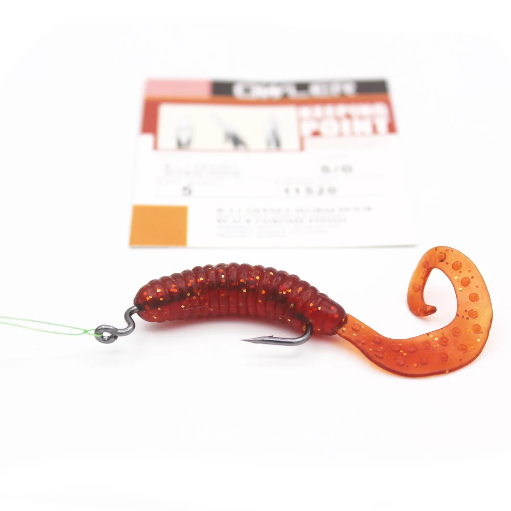 1 pack 5/0#-6# B-11 Offset Worm Hook Fishing Hook 9 Sizes Crank Worm Sharp Hook Fishhook Strength hook owner