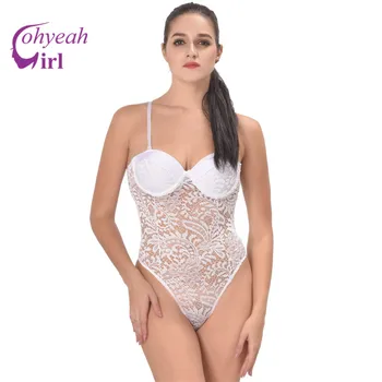 

RW80285 White floral lace latex bodysuit see through sexy lingerie hot body sexy pure white plus size teddy lingerie underwear
