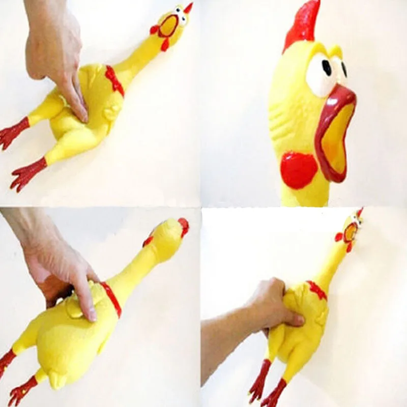 1 Pc New Personality Chic Cute Screaming Chicken Pet Dog Cat Toys Squeaker Rubber Yellow Color