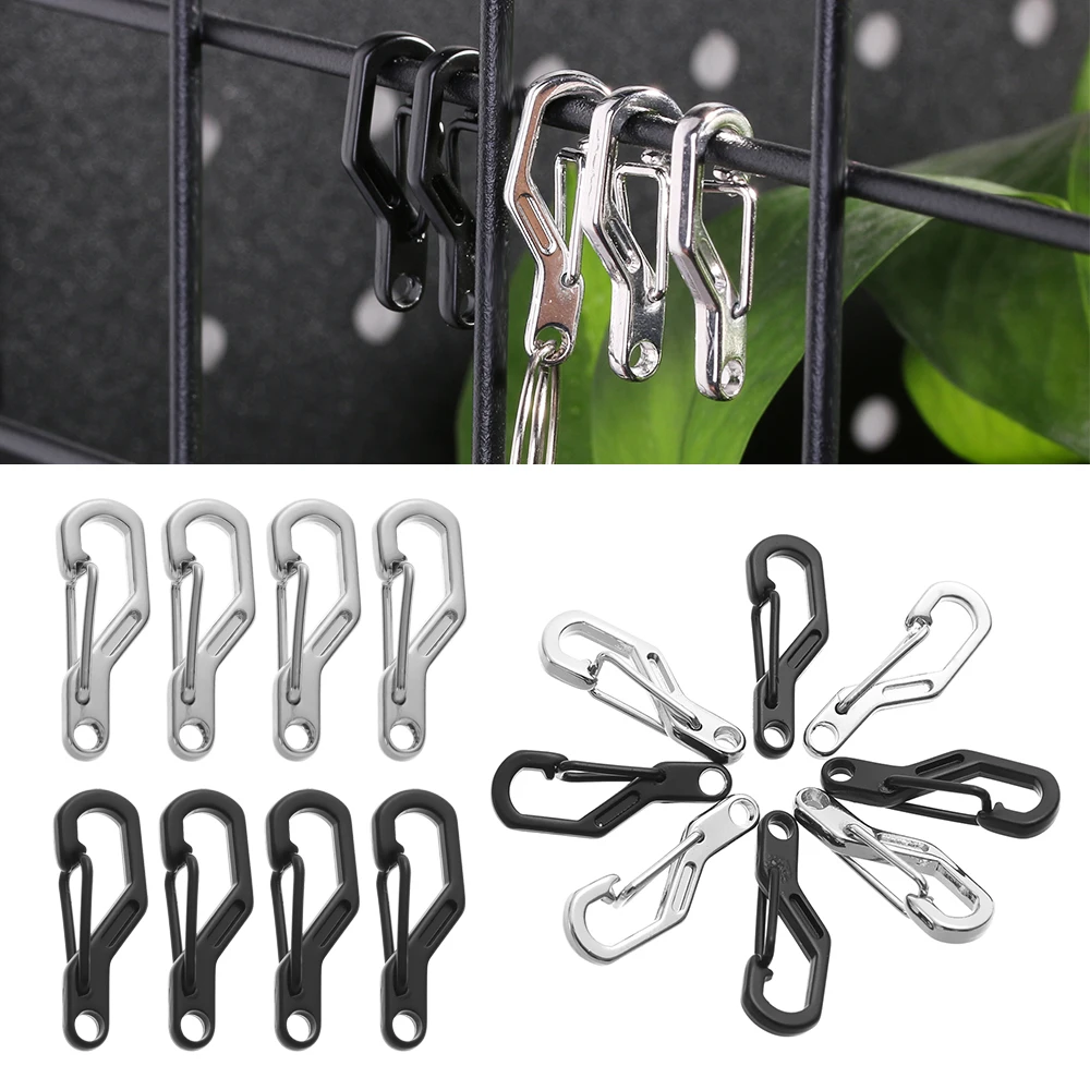 Description Picture 2 of item4/8PCs Mini Aluminium Alloy Hang Buckle Survival Camping Keyring D Carabiner Key Chain Clip Spring Clips Outdoor Hook Tools