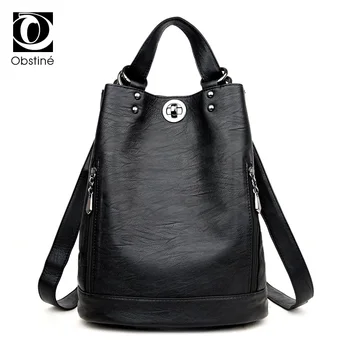 

Black Multifunctional Backpack Women Vintage Backpacks for Teenage Girls Large Bags Designer Bagpack Woman Luxury Back Pack 2018