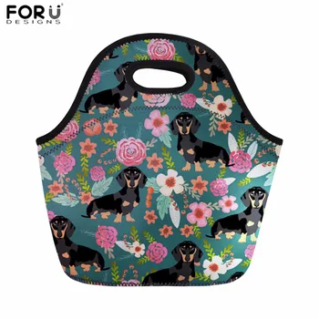 

FORUDESIGNS Lunch Bag Dachshund Dog Print Thermal Lunchbox for Girls Women Picnic Bag Kids Food Storage Sacola Meals Cooler Bags