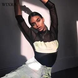 Wixra 2019 демисезонный Женская одежда Новинка; Лидер продаж с длинным рукавом Корректирующие боди для женщин Мода пикантные Лоскутные