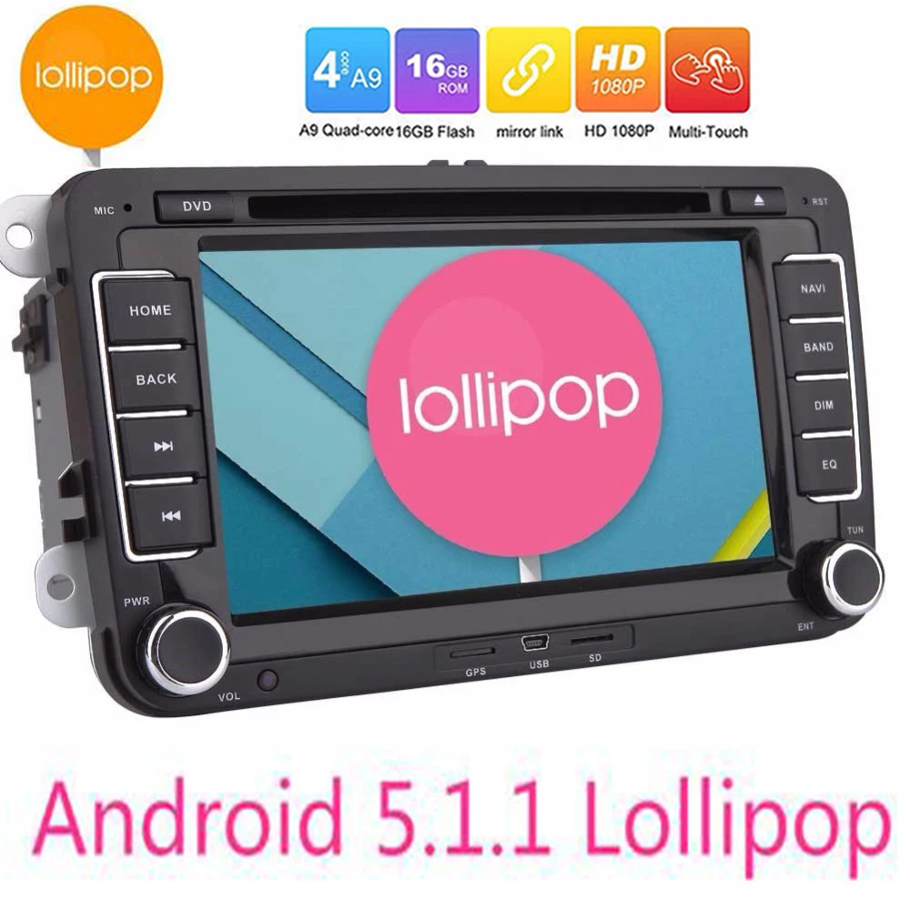 Android 5.1.1 Car autoradio Stereo DVD GPS Multimedia player For VW Volkswagen Golf Sharan Jetta Skoda polo Passat caddy Octavia