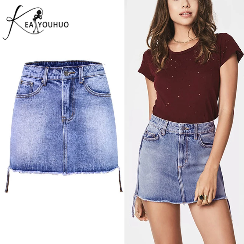 

2018 Summer Womens High Waist Pencil Shots Skirts Female Denim Jeans Skirts Woman Boyfriend Jeans For Women Pants Trousers Mujer