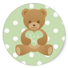 3,8 см плюшевый медведь это мальчик зеленый стикер круглые пользовательские наклейки, этикетки