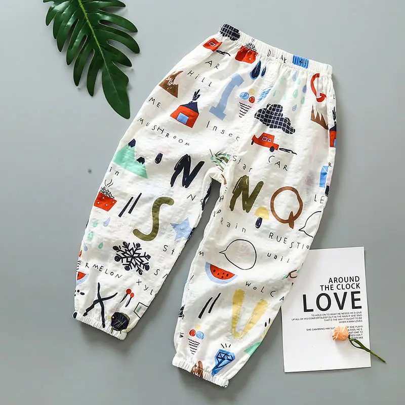 

Kids Clothes 2019 Summer New Boys Girls Dance Pants Trousers Children's Thin Cotton Linen Mosquito-Proof Cartoon Bloomers Pants