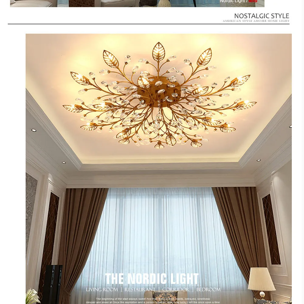 Modern Nordic K9 Crystal LED Ceiling Lights Fixture Gold Black Home Lamps for Living Room Bedroom Kitchen Bathroom5