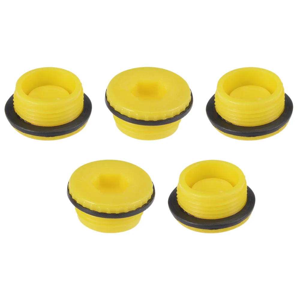 

Uxcell Yellow 5pcs PE MLD-M22 Hex Socket Design Male Threaded Sealing Cap for M22 Hole Dia. Easily Removed Dual Function