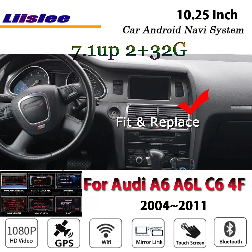 Perfect Liislee Car Android 2G RAM 32ROM For Audi A6 A6L Q7 4F 2004~2011 Radio Video Carplay GPS Navi Map Navigation System Multimedia 3
