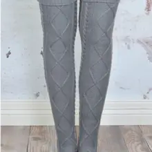 Hirigin/Новинка года; стильные женские зимние вязаные высокие ботинки выше колена; теплые хлопковые носки