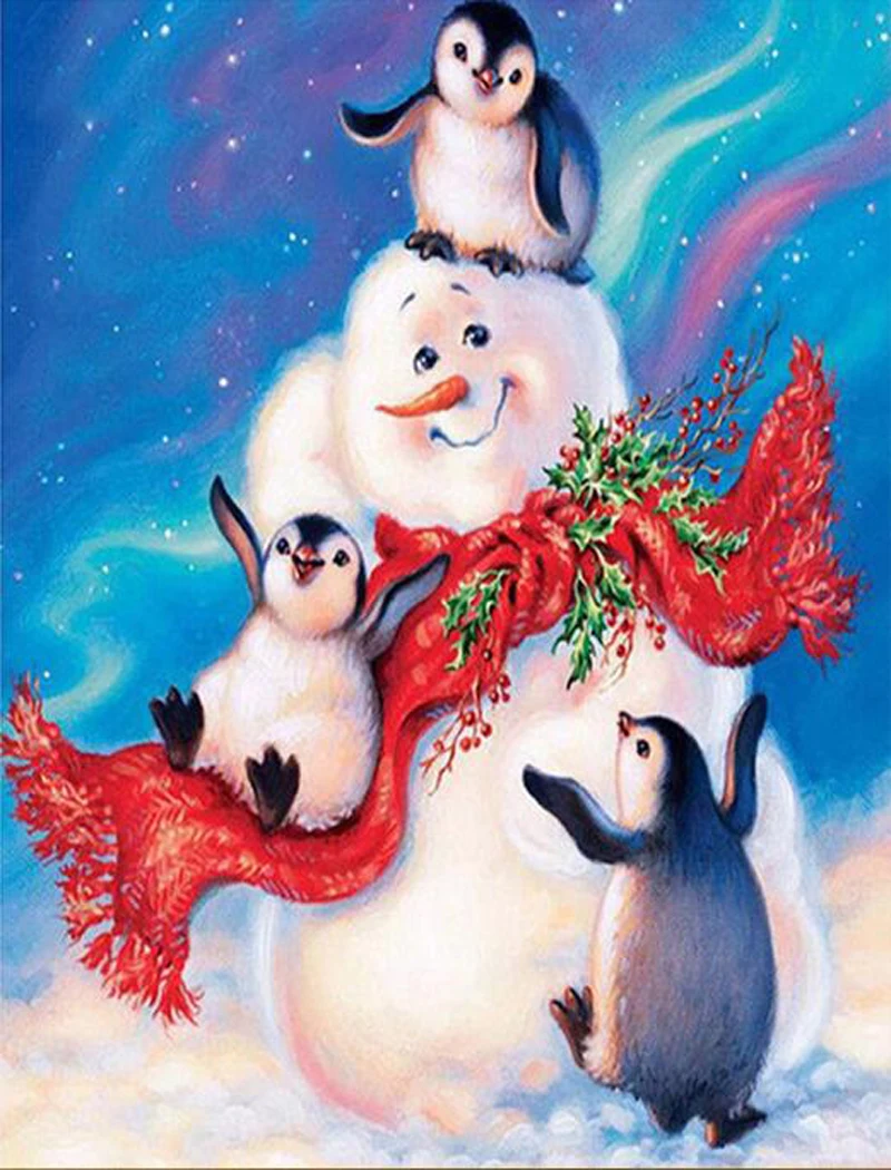 

5D Diamond Painting Big Snowman Diamond Embroidery Mosaic Cross Stitch Unfinished Winter Scenery Home Decorative Christmas Gifts