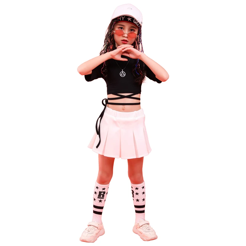 Summer baby girls clothing set 6 8 10 12 14 16 18 T cheerleader costume Girlhip hip hop dance costumes kids girls boutique outfits (11)