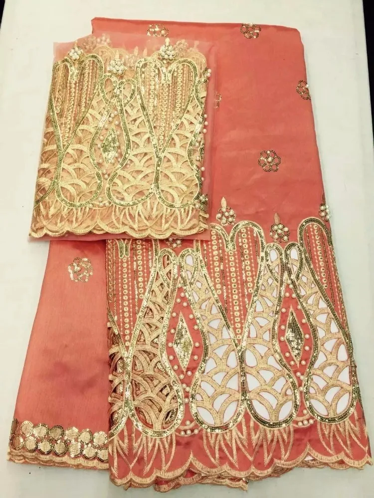 

Organza Lace Fabrics Latest Peach African George Wrapper 2017 Hojilou 2017 African Laces with Sequins Latest George Fabric